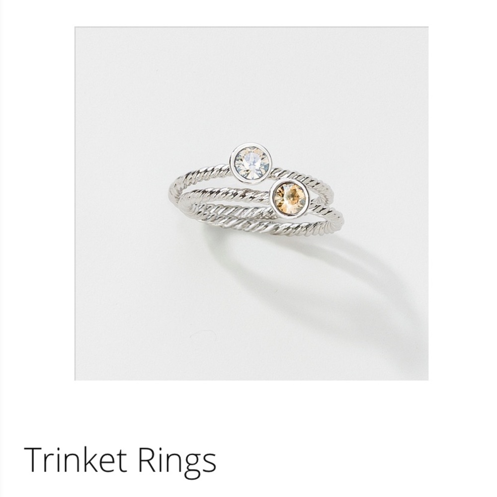 Touchstone crystal trinket ring. Single ring. Never worn size 7. White crystal.